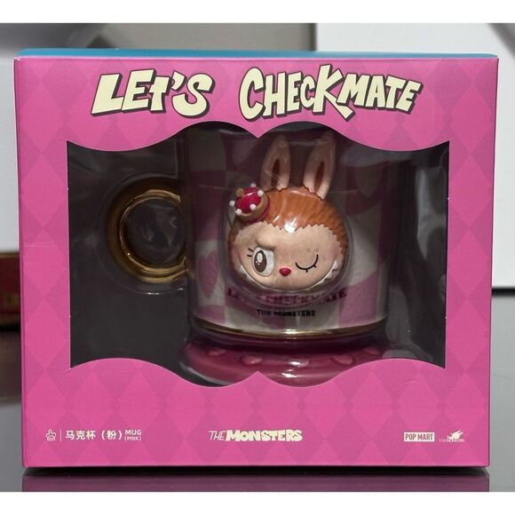 SET OF 2-POP MART LABUBU THE MONSTERS Let's Checkmate Series-Mugs,‎ PINK & BLUE - Picture 3 of 16